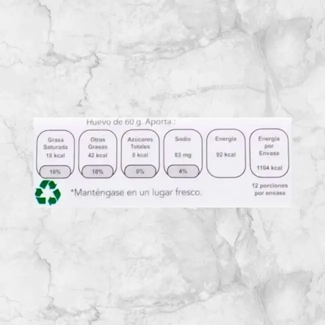 82233 HUEVO BLANCO DOCENERO CALVARIO info nutrimental