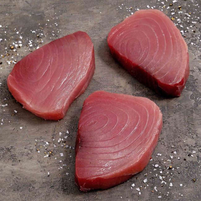 6110 WF Raw Yellowfin Tuna Steaks Seafood