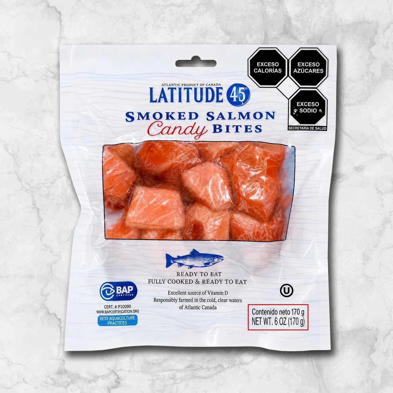 82485 WFMex Packaged SALMÓN AHUMADO EN TROZOS CANDY BITES 170G Pescados
