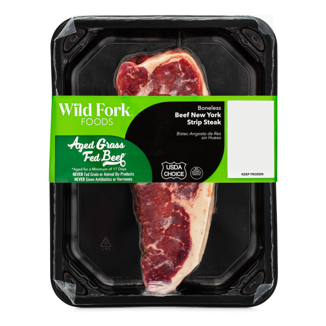 1613 WF PACKAGED USDA Choice Grass Fed Beef NY Strip Steak Beef