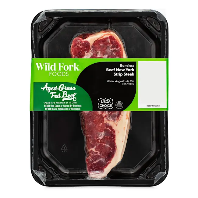 1613 WF PACKAGED USDA Choice Grass Fed Beef NY Strip Steak Beef