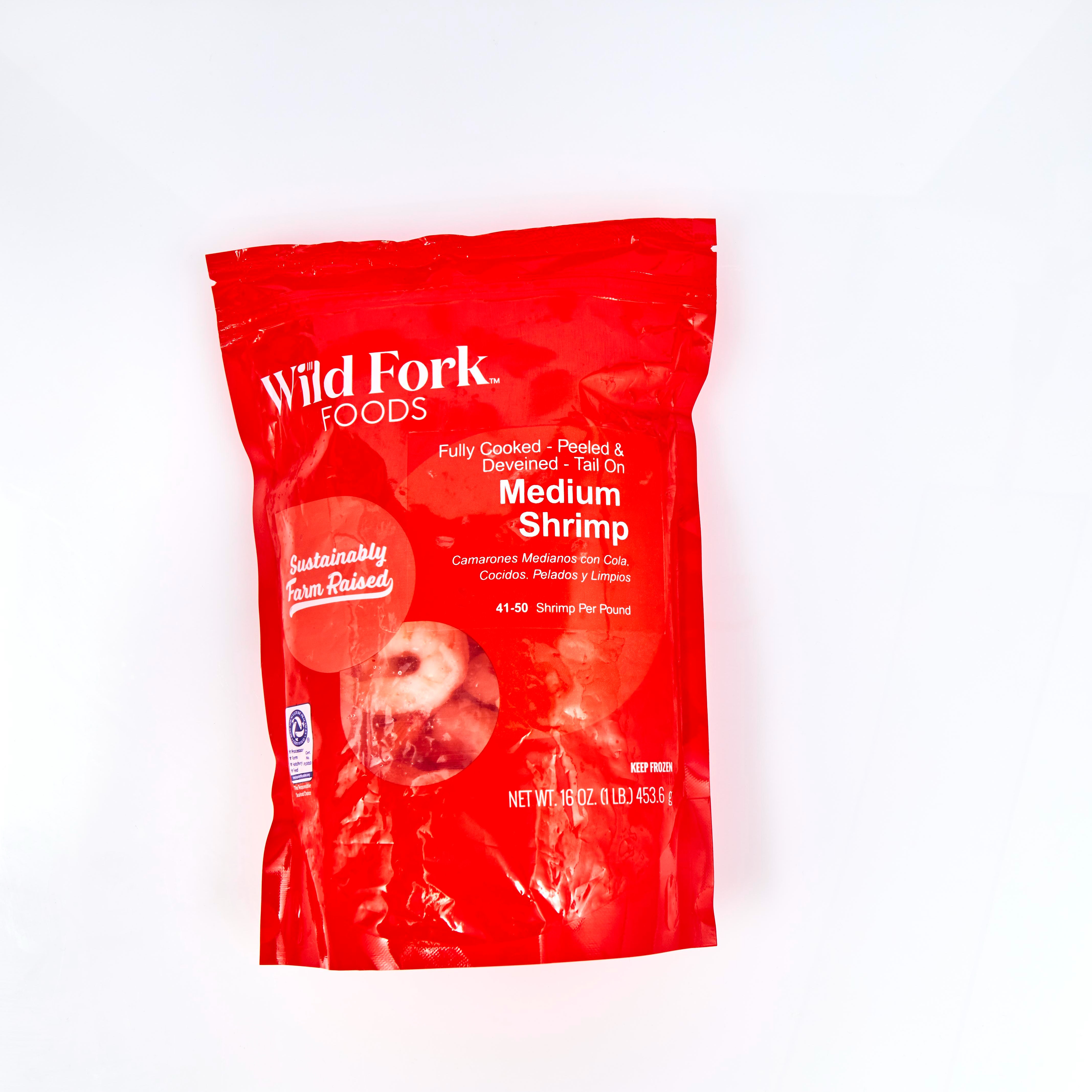 6017 WF PACKAGED Fully Cooked Peeled & Deveined Medium Shrimp Tail On Seafood
