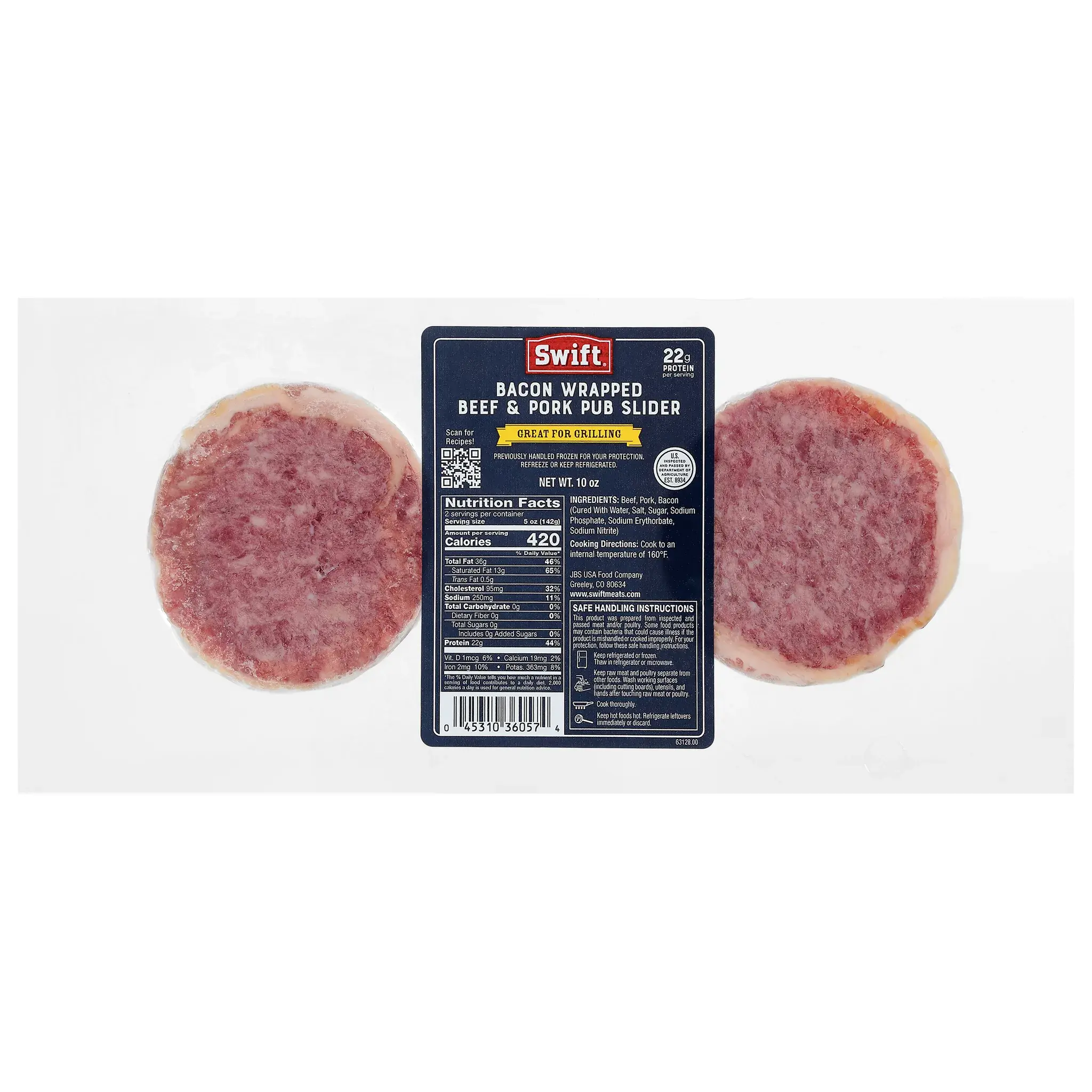 2682 PACKAGE Bacon Wrapped Beef & Pork Pub Slider 