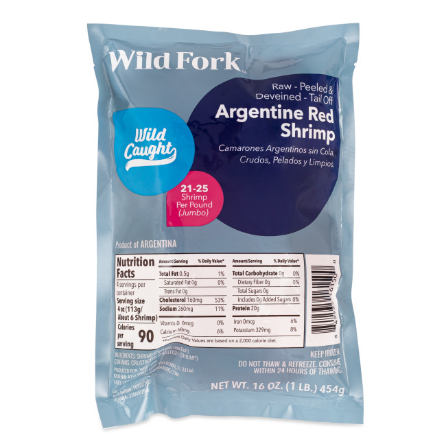 6150 WF PACKAGED PEELED & DEVEINED ARGENTINE EXTRA LARGE RED SHRIMP SEAFOOD