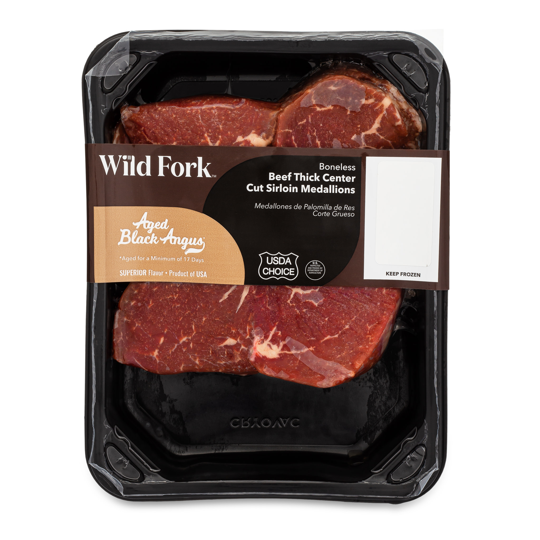 1213 WF PACKAGED USDA Choice Black Angus Beef Thick Center Cut Sirloin Medallions Beef