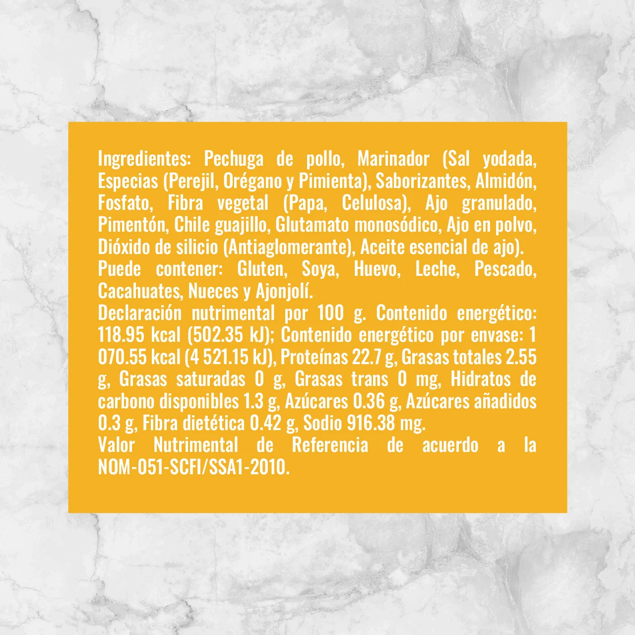 81826 FILETES DE PECHUGA DE POLLO CHIMICHURRI Info Nutrimental