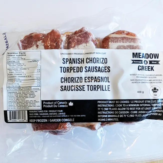 Spanish Chorizo Torpedo Sausages - Meadow Creek