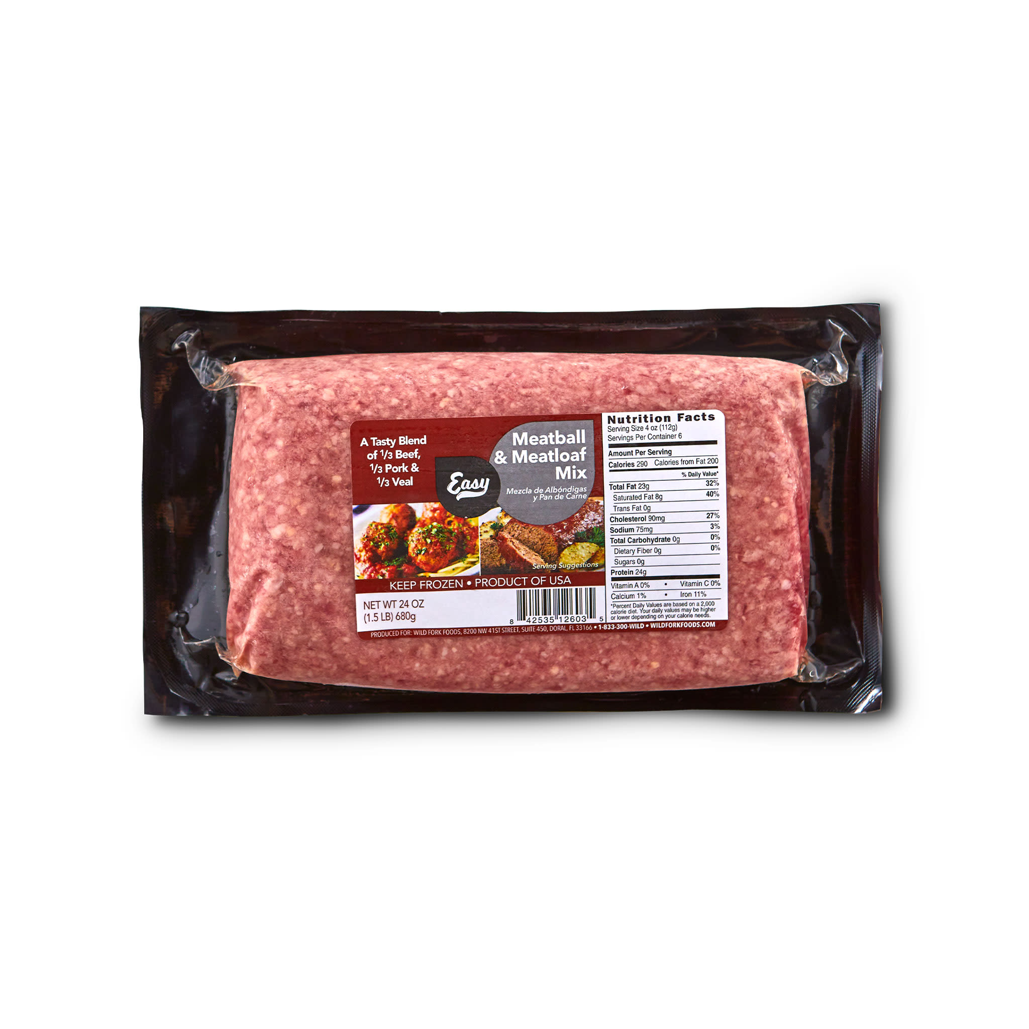 2603 WF PACKAGED Meatball & Meatloaf Mix of Ground Beef, Pork & Veal 80- Lean - 1.5 LB Beef