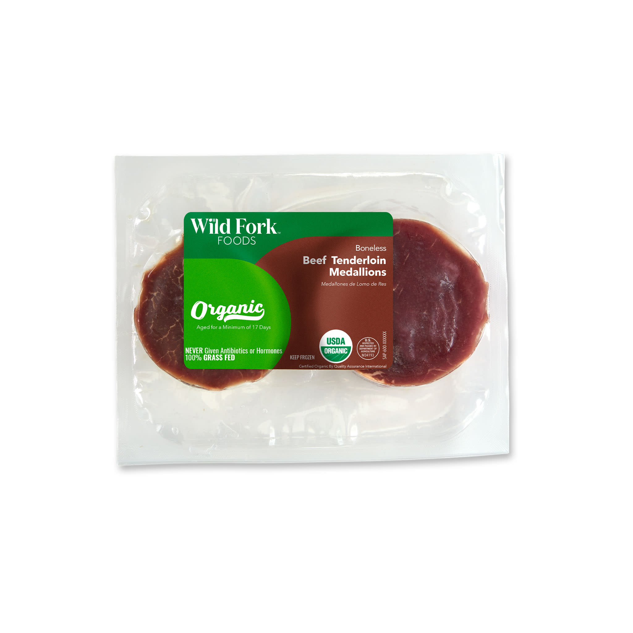 1654 WF PACKAGED Organic Beef Center Cut Filet Mignon Beef