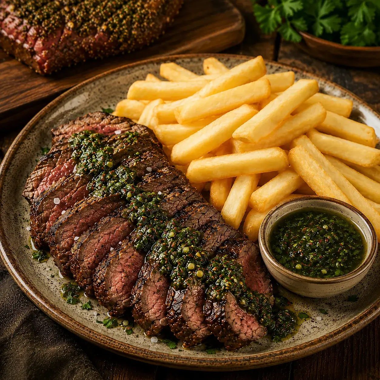 Chimichurri Ribeye Cap Steak Frites