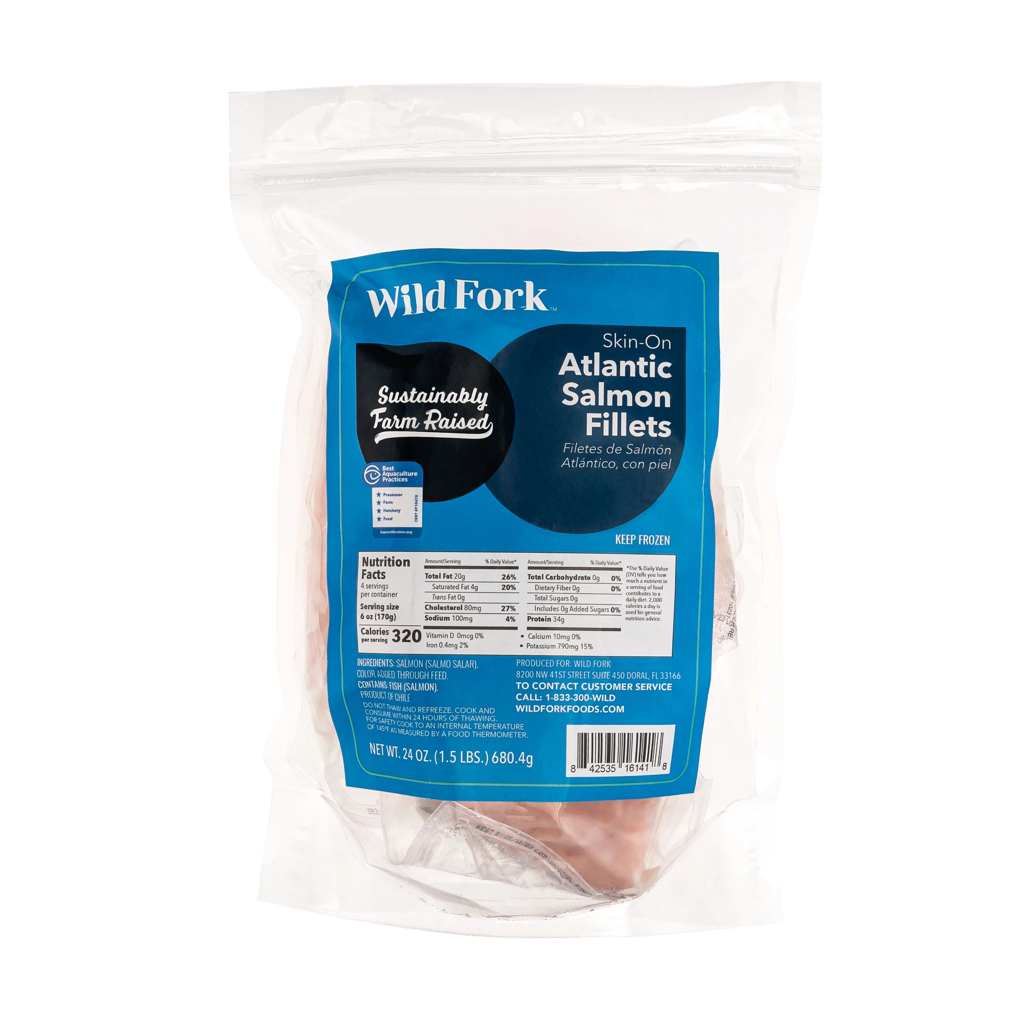 6141 WF PACKAGED Skin-On Atlantic Salmon Fillets Seafood