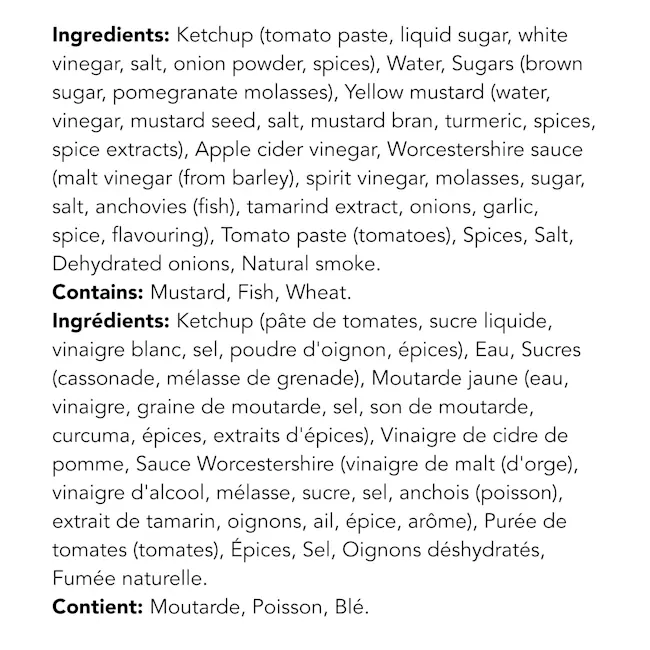 WFC 1405 BBQSauce Memphis Ingredients