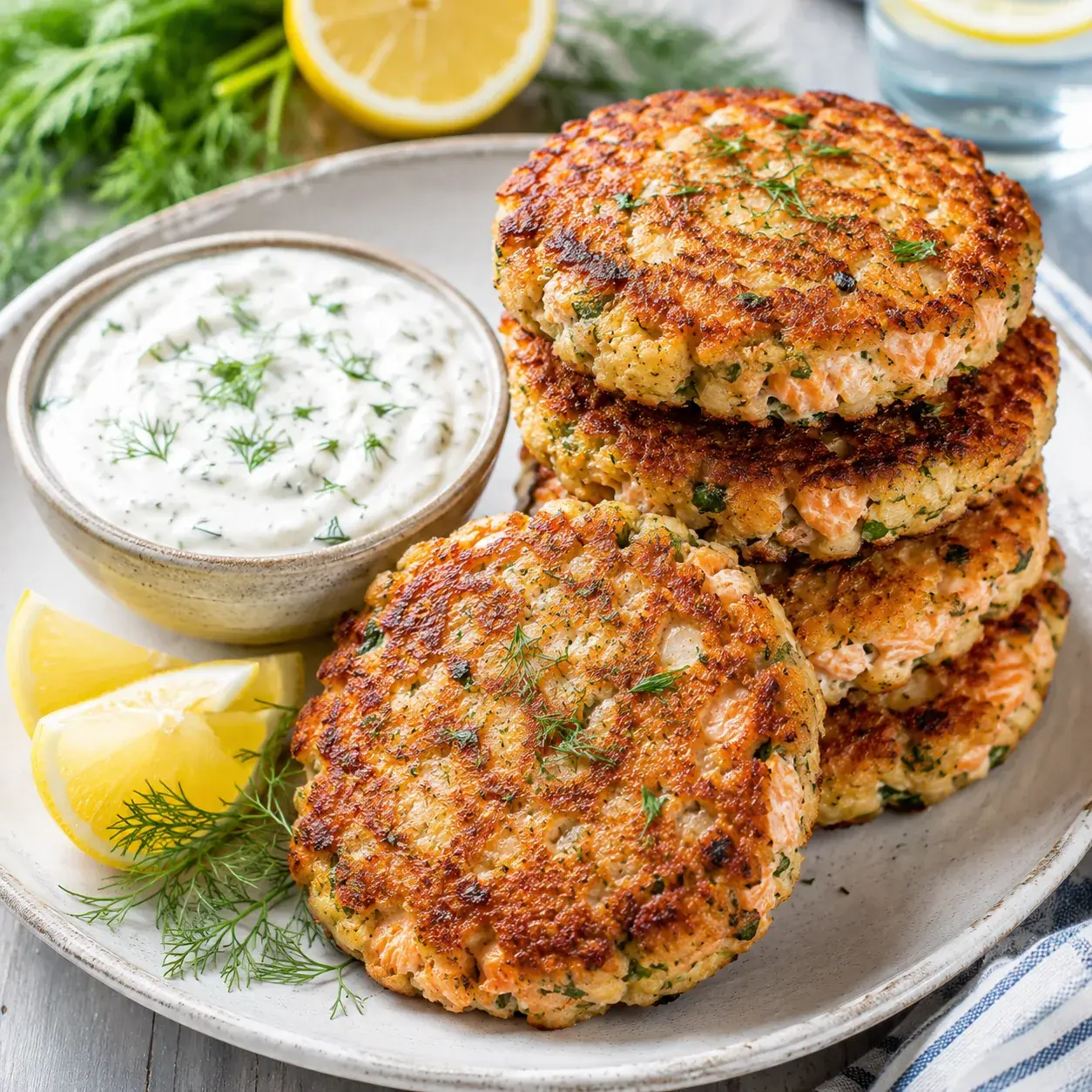 Salmon Cakes with Dill Yogurt Sauce
