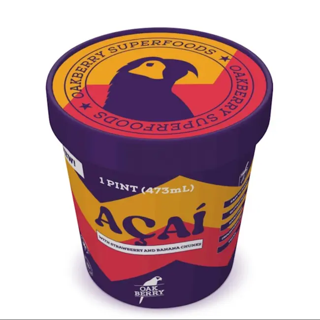 7188 Organic Açaí Sorbet with Banana & Strawberry Pint - Oakberry