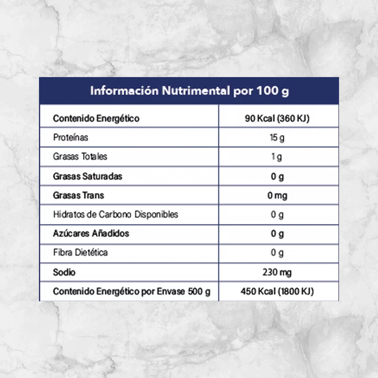 82229 PULPO COCIDO SKIN PACK 500G INFO NUTRIMENTAL