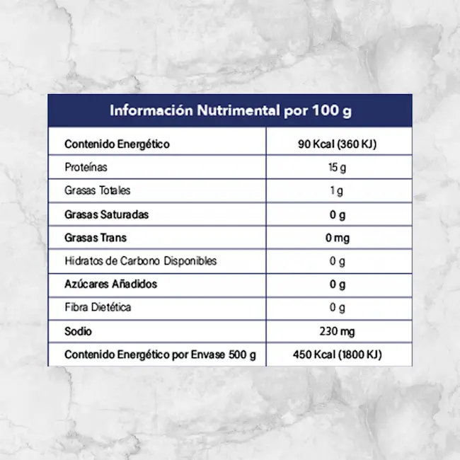 82229 PULPO COCIDO SKIN PACK 500G INFO NUTRIMENTAL