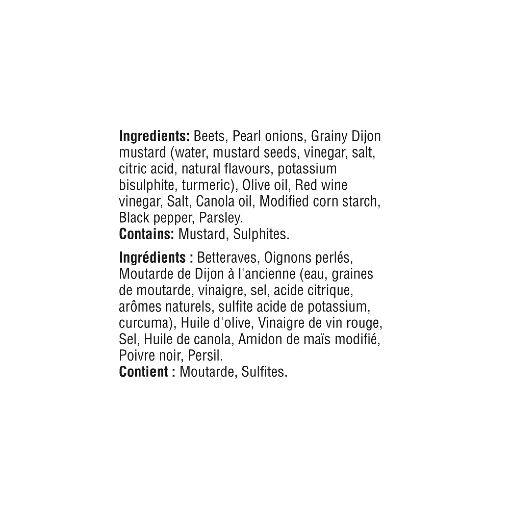 WFC 3319 ValueAdd GlazedBeets Ingredients