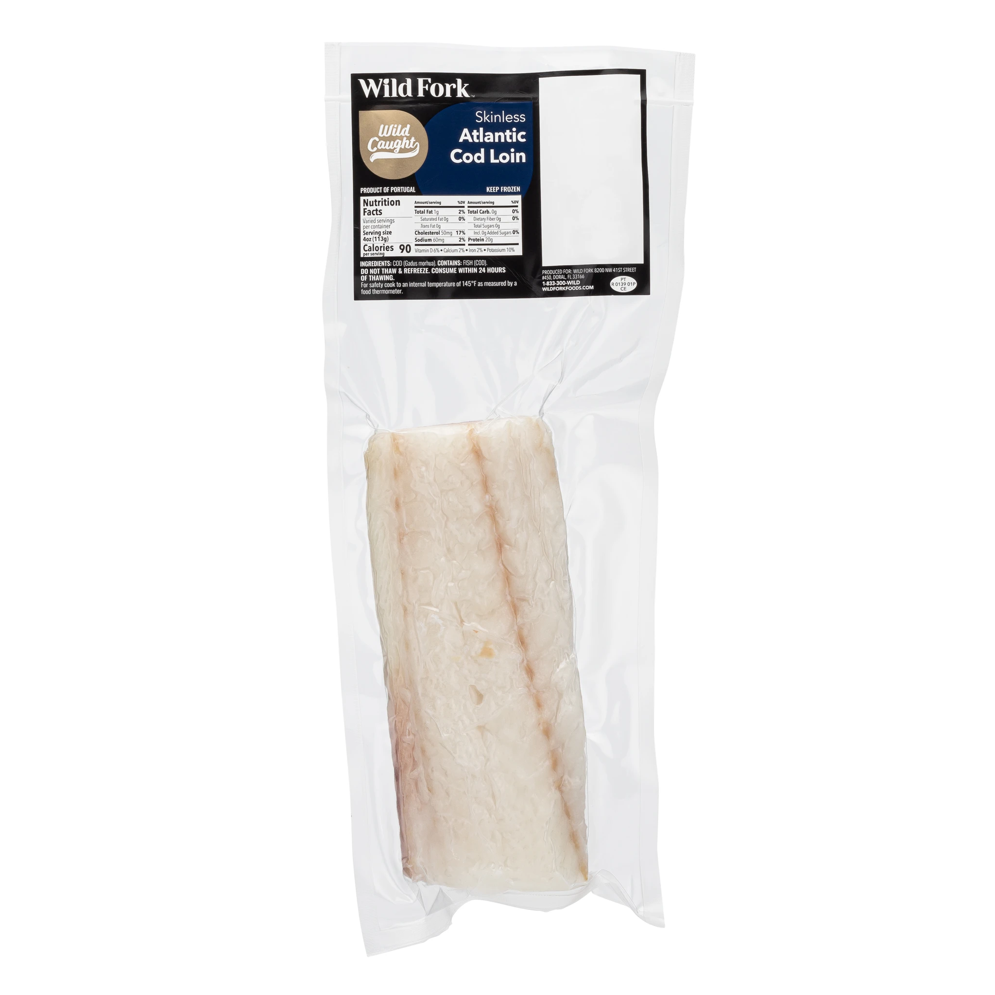 6153 WF PACKAGED Skin-on Atlantic Cod Loin SEAFOOD