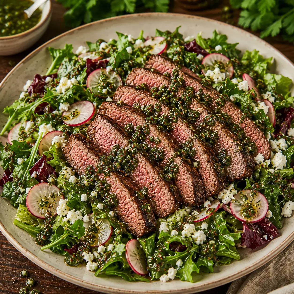 Chimichurri Tri-Tip Salad with Chimichurri Vinaigrette