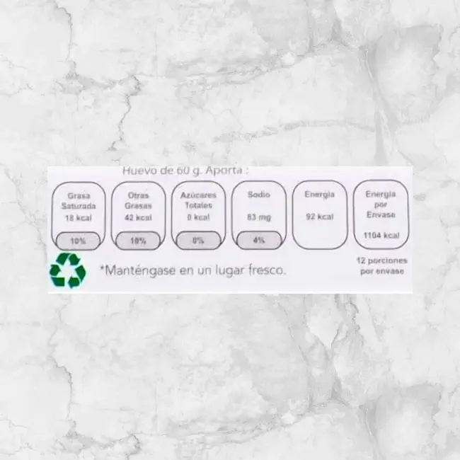 82234 HUEVO BLANCO DIECIOCHONERO CALVARIO Info Nutrimental