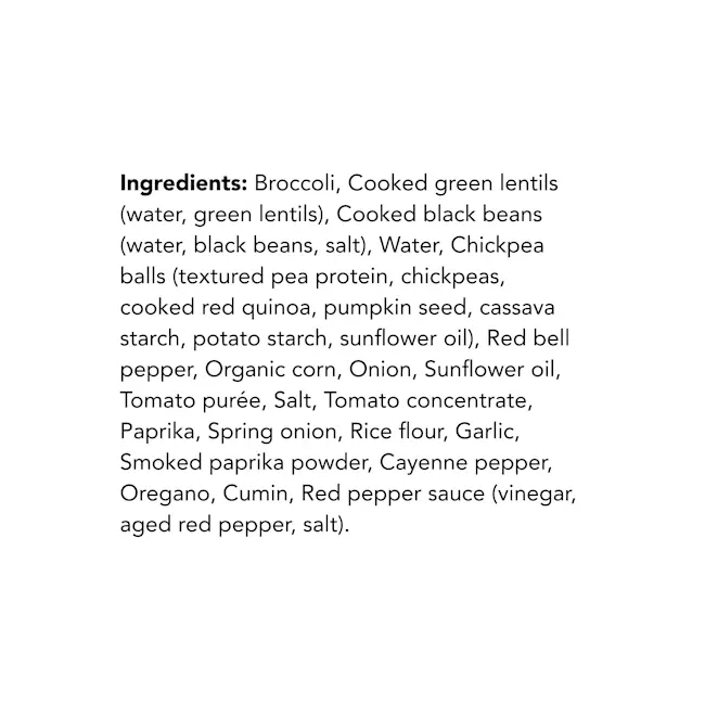 WFC 2564 NB ValueAdd SouthwestBroccoliMeal Ingredients