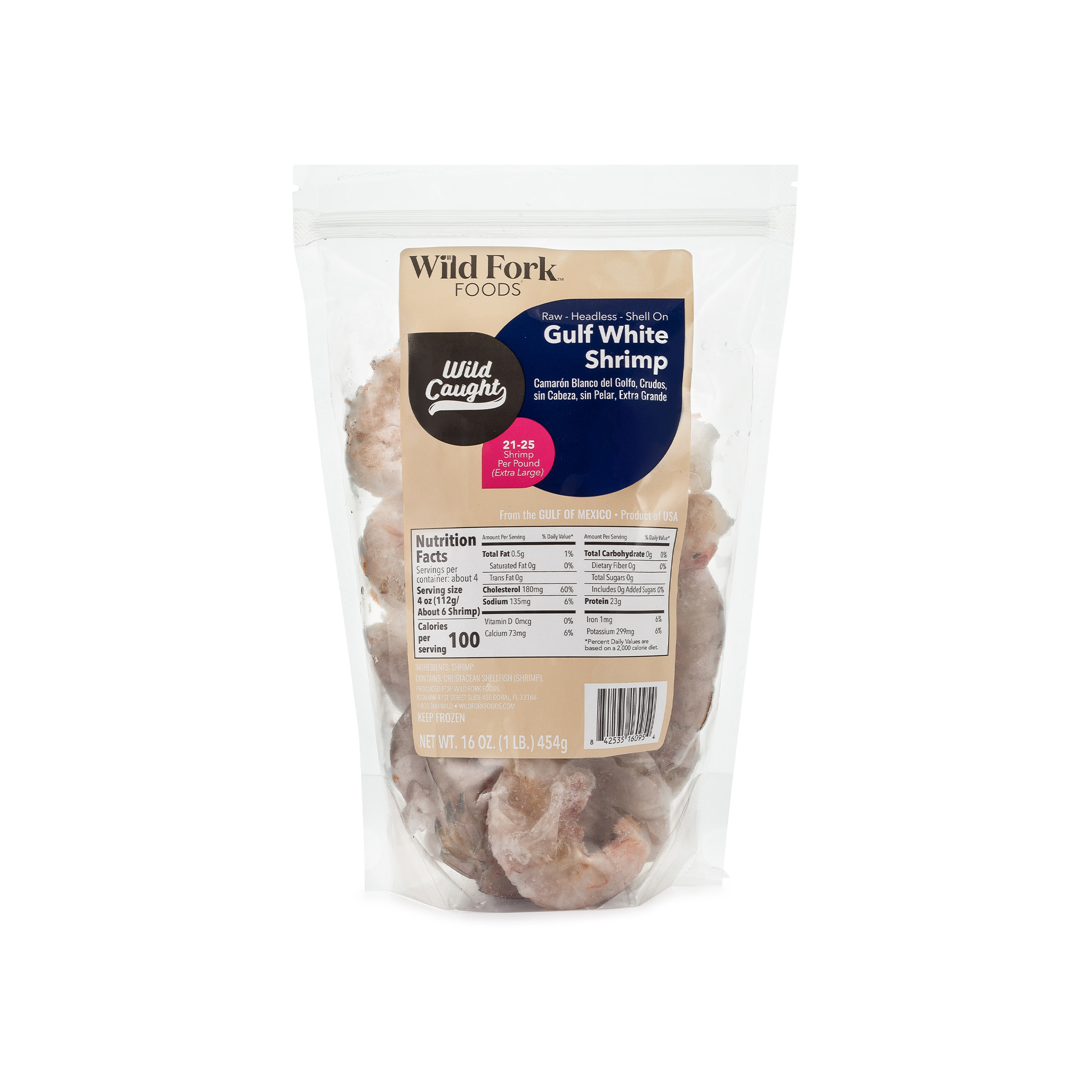 6095 WF PACKAGED Gulf White Extra Large Shrimp Shell-On Seafood