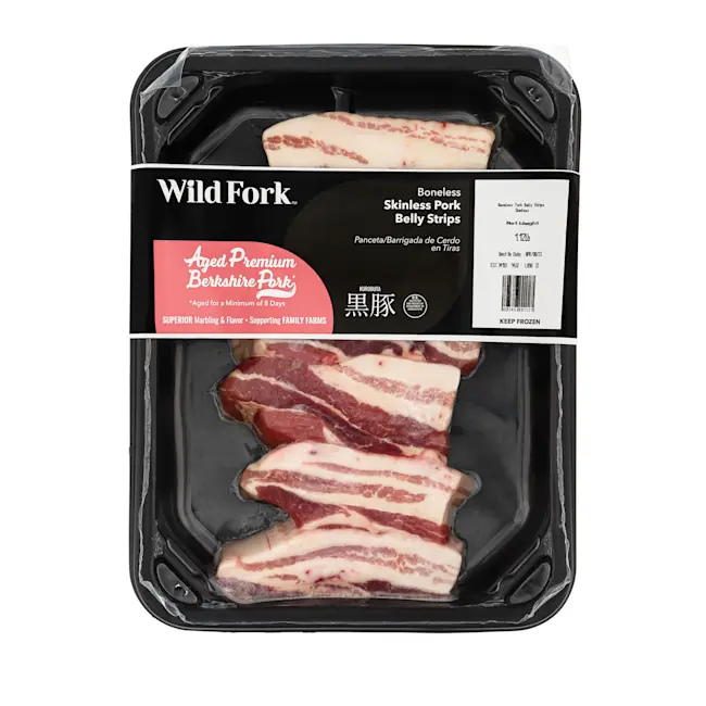 3417 PACKAGED Berkshire Skinless Pork Belly Strips