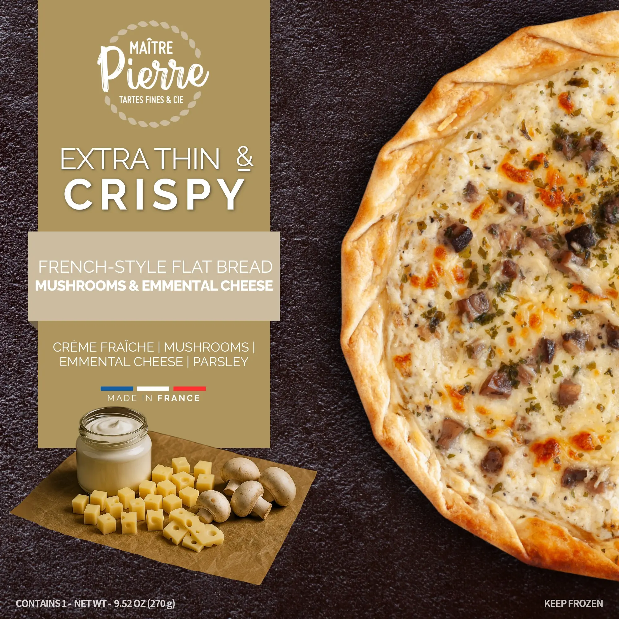 8194 PACKAGING Mushroom & Emmental Flatbread - Maître Pierre