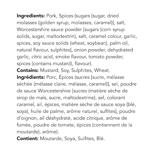 WFC 6927 Pork BackRib MemphisChipotle Ingredients