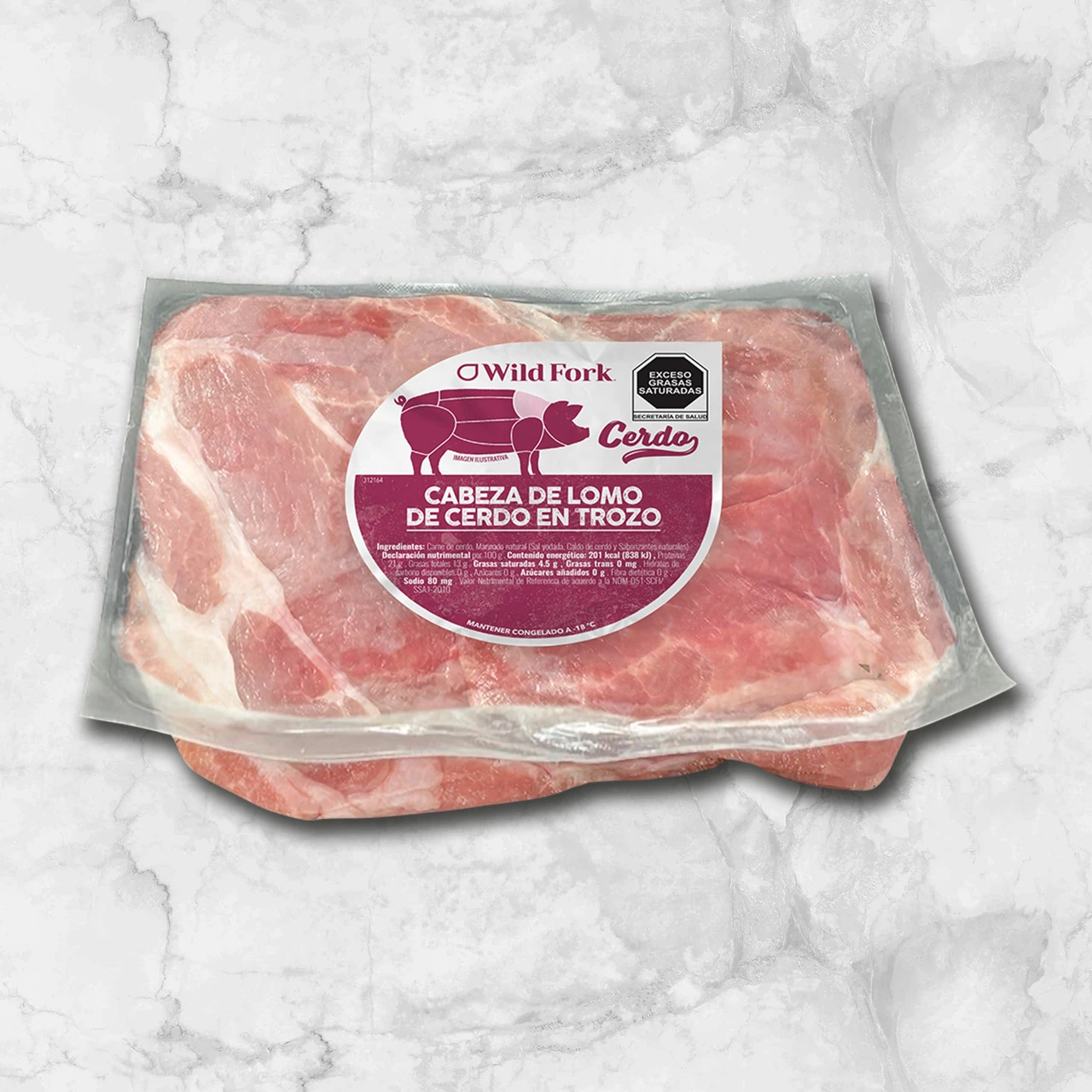 82164 WFMex Packaged CABEZA DE LOMO DE CERDO EN TROZO Cerdo