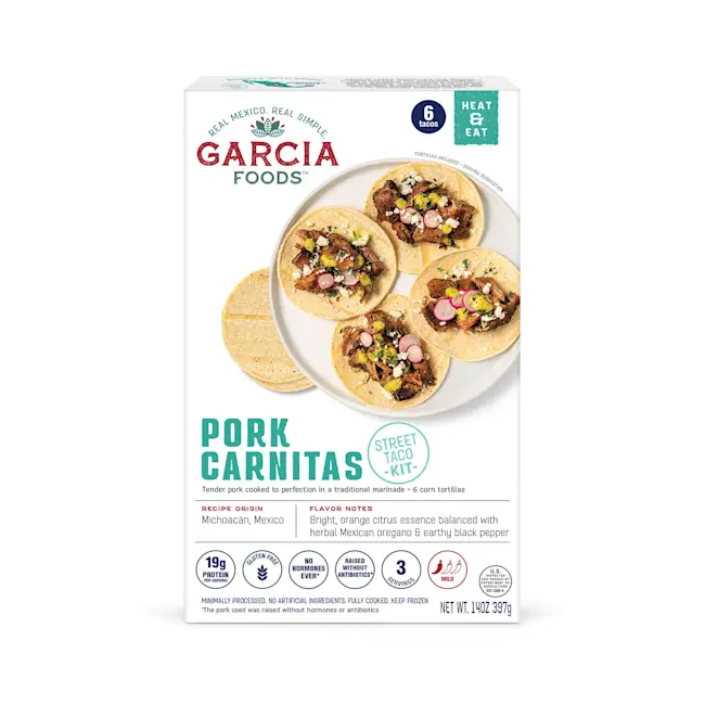 8197 ARTWORK Pork Carnitas Taco Kit 14oz - Garcia