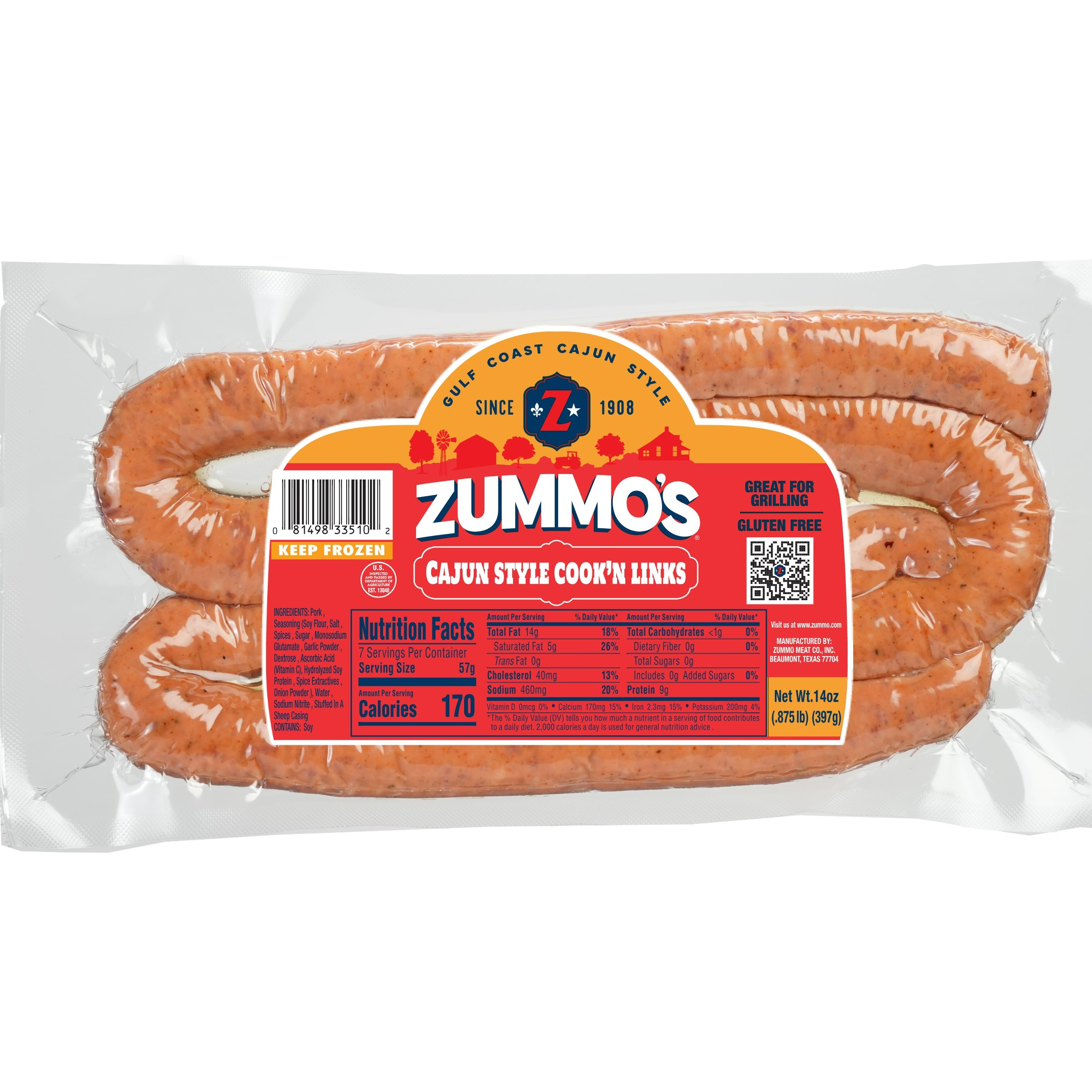 Cajun Style Cook'n Sausage Links 14oz Zummo's | Wild Fork Foods