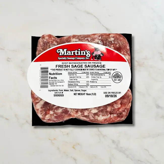3840 PACKAGING Pork Sage Sausage Meat - Martin's