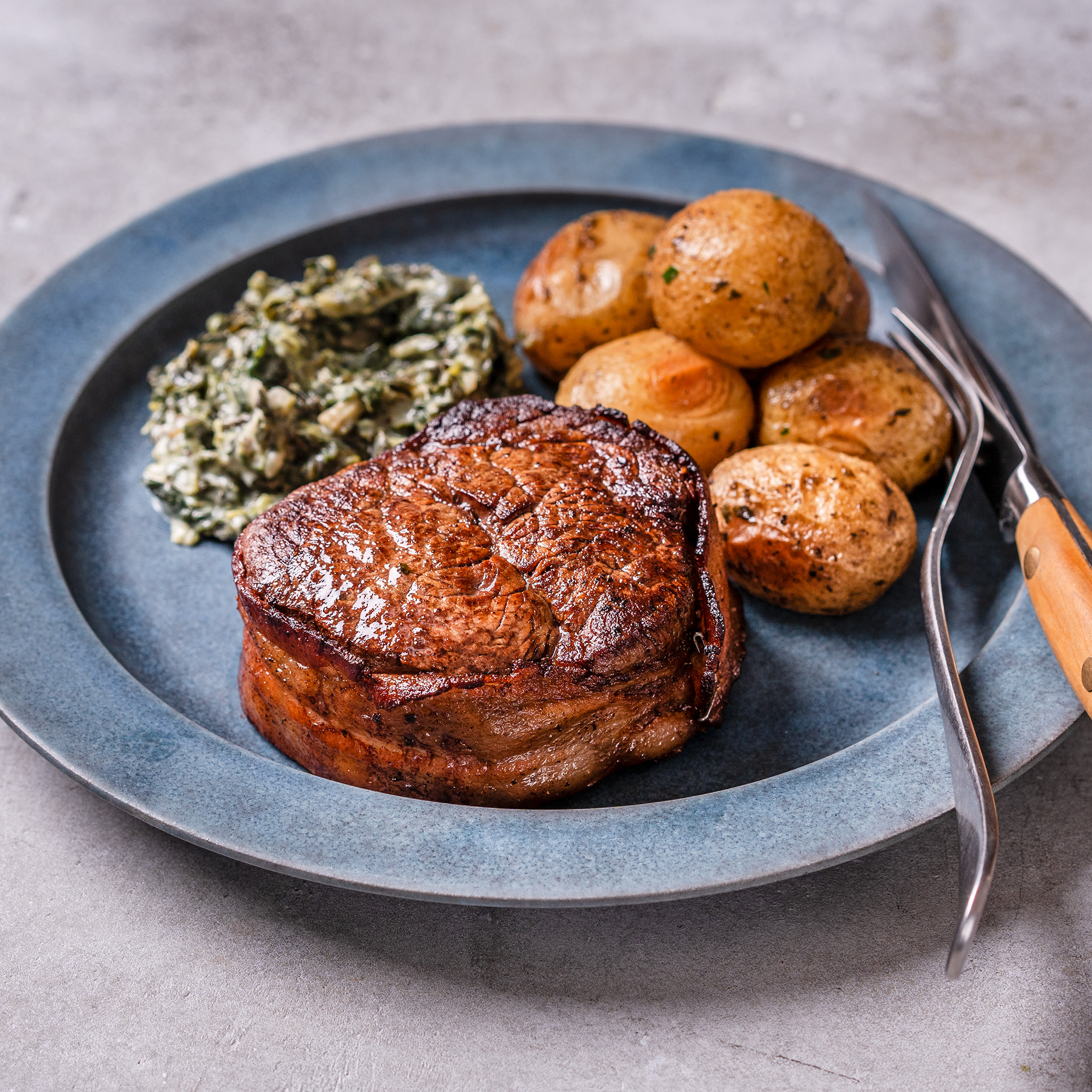 1900 plated Bacon Wrapped Tenderloin