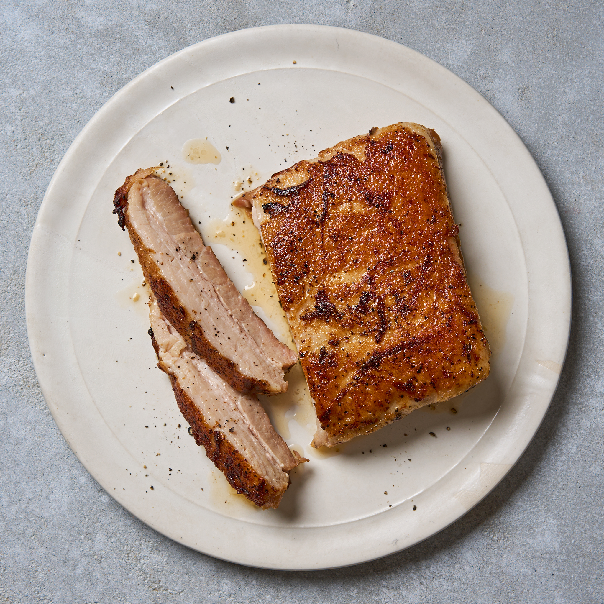 26977 3415 WF PLATED Sous Vide Pork Belly 1 piece Pork