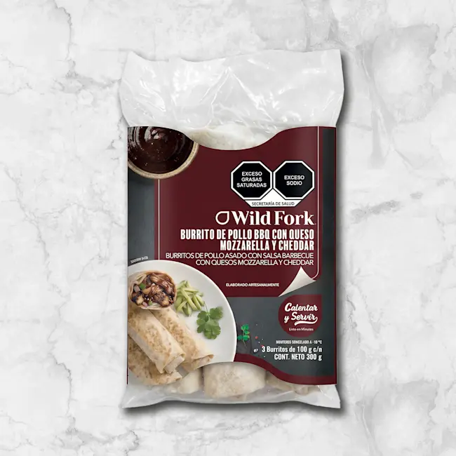 82381 WFMex Packaged BURRITOS DE POLLO BBQ CON 2 QUESOS platillos listos