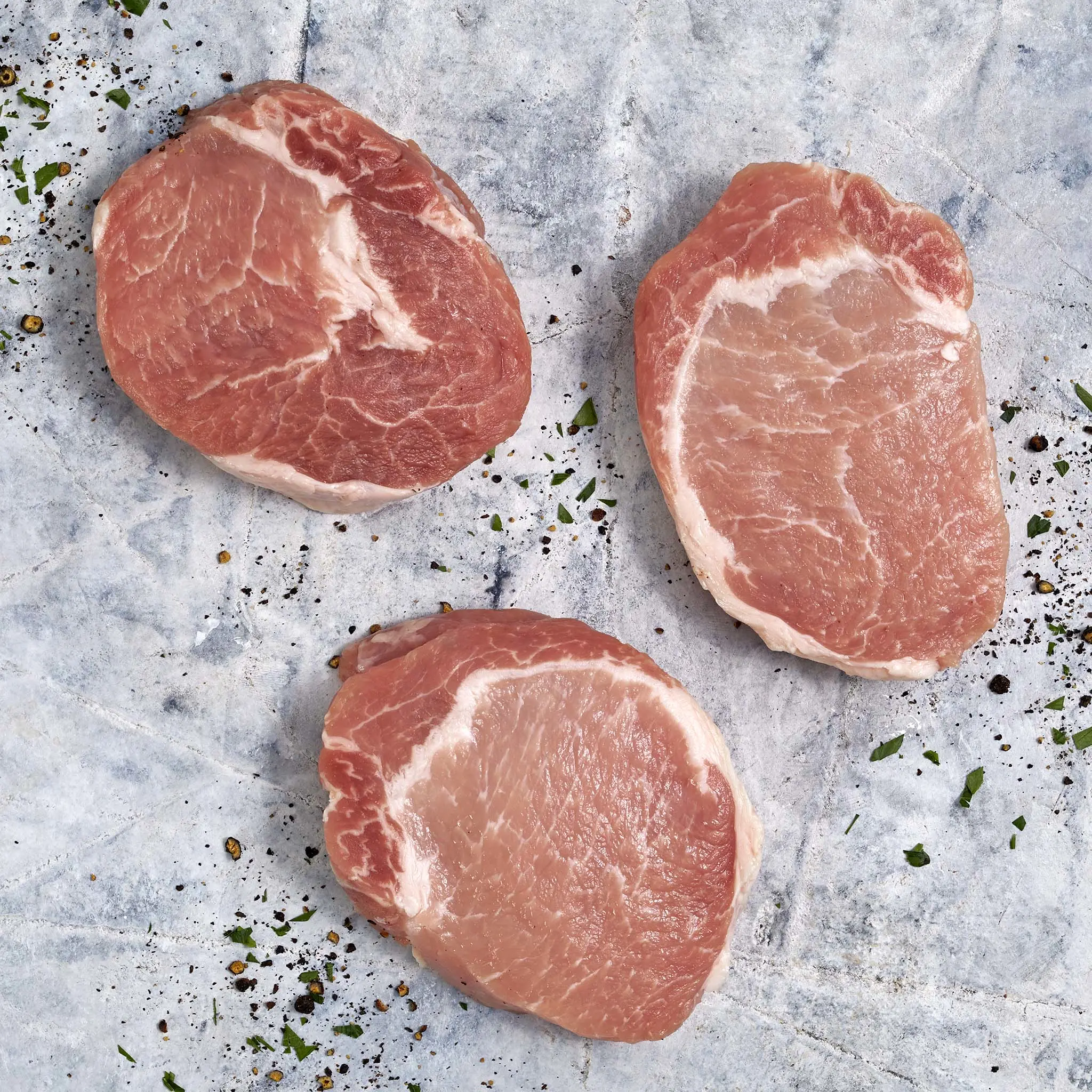 3571 RAW Pork Boneless Ribeye Chops - CA&MA ONLY