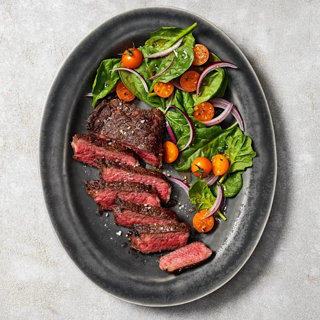 5625 WF PLATED Bison New York Strip Steak Specialty Meats