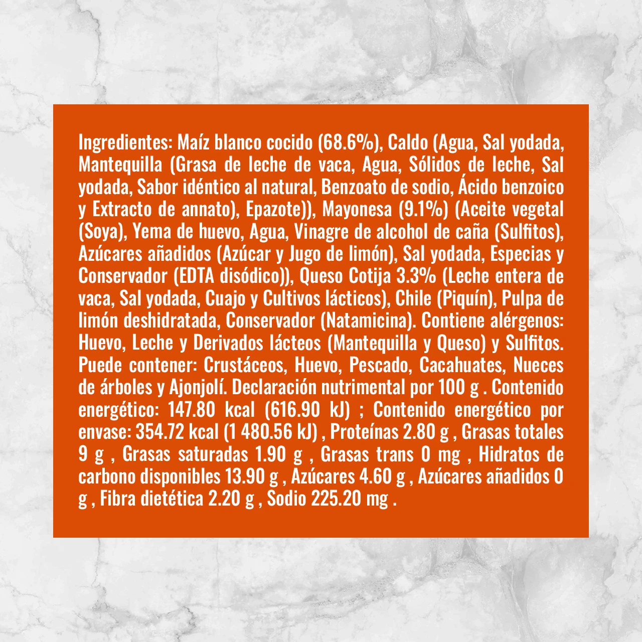 82439 ESQUITES WF 240G Info Nutrimental