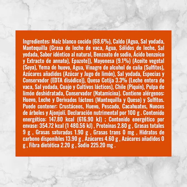 82439 ESQUITES WF 240G Info Nutrimental