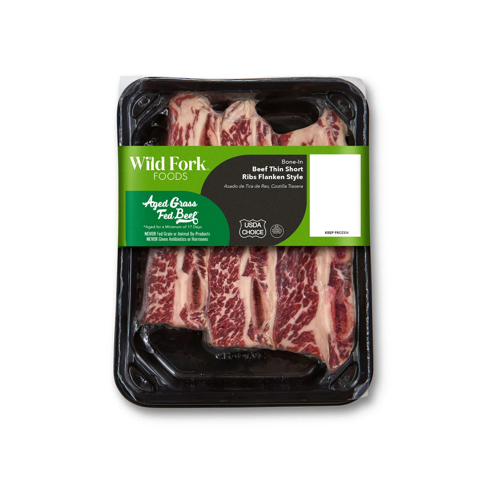 1612 WF PACKAGED USDA Choice Grass Fed Beef Bone-In Short Ribs Flanken Style BEEF