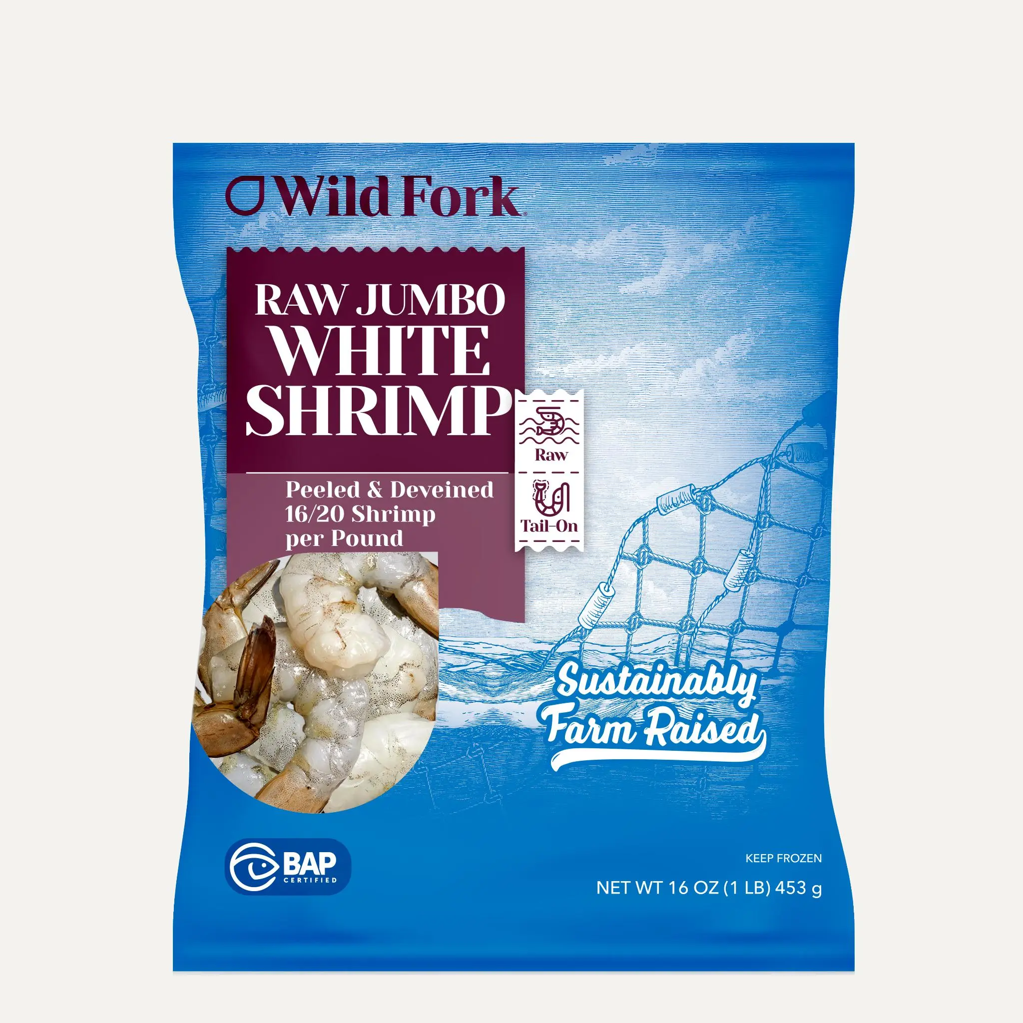 6282 Raw Shrimp 16 20 PD tail-on, Jumbo, 1 Lb