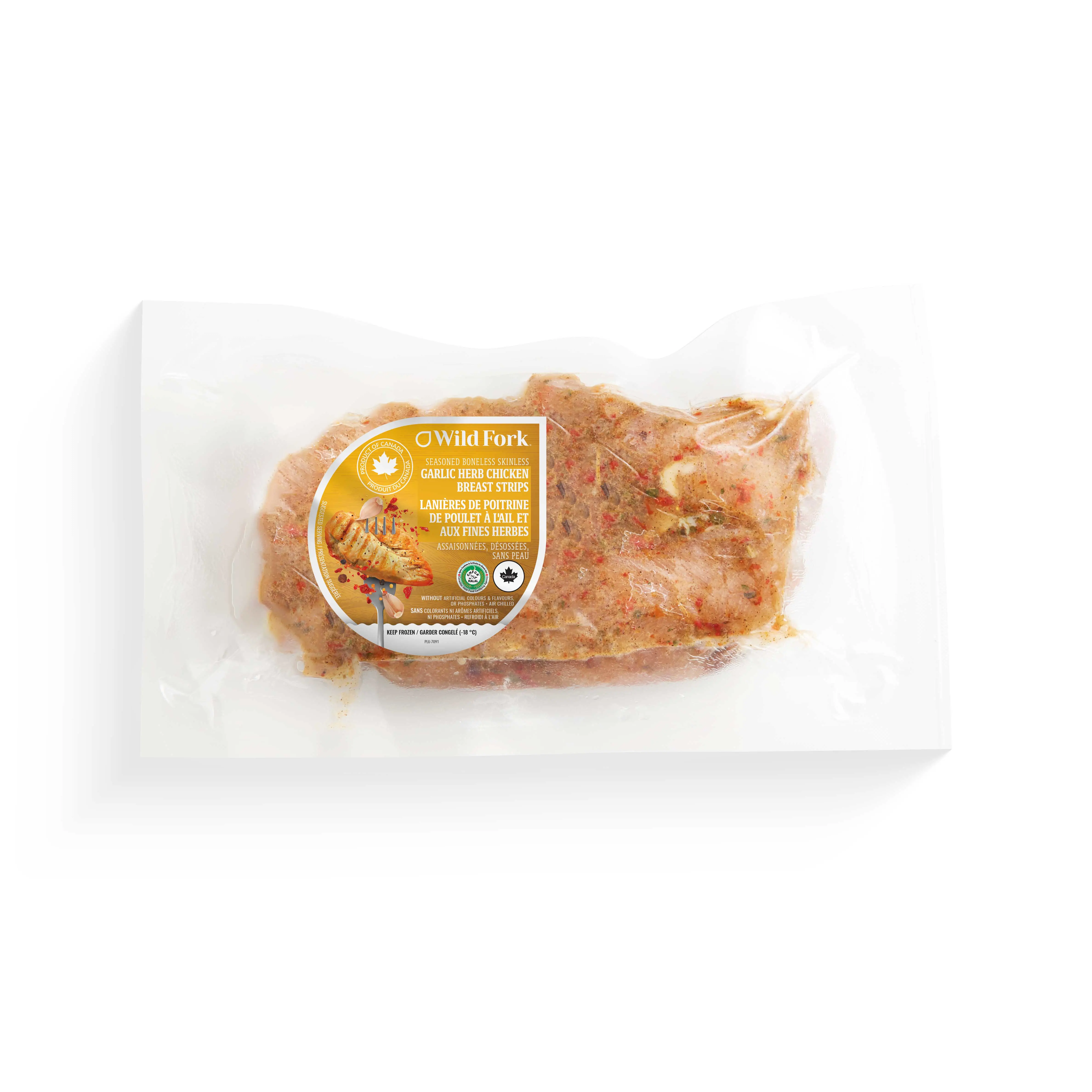 WFC 7091 Chicken BreastStrips GarlicHerbed Product
