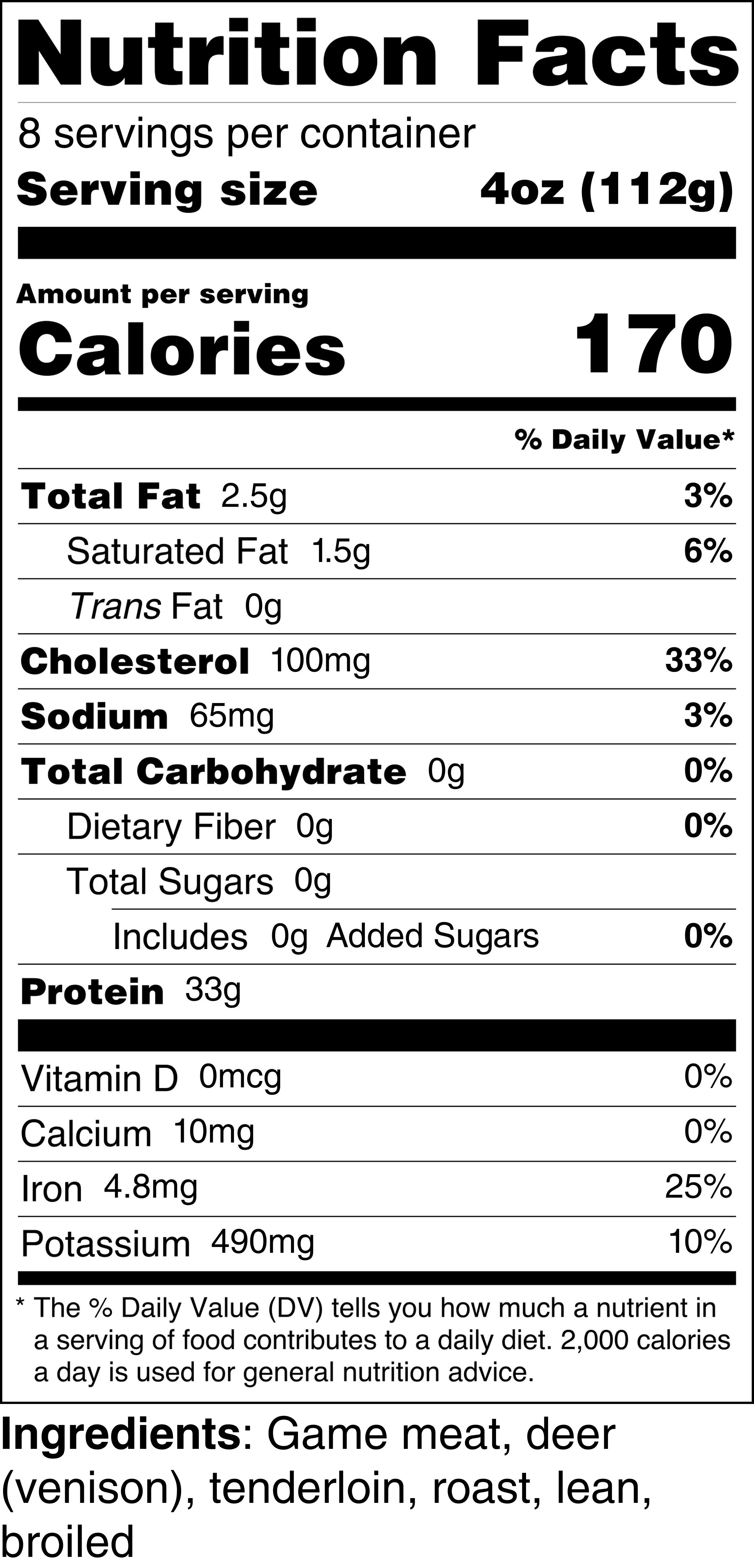 5702 WF NFT Venison Tenderloin Specialty Meat