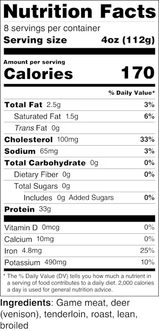 5702 WF NFT Venison Tenderloin Specialty Meat