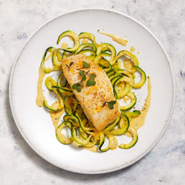 7221 plated Zucchini Spirals Chilean Sea Bass 