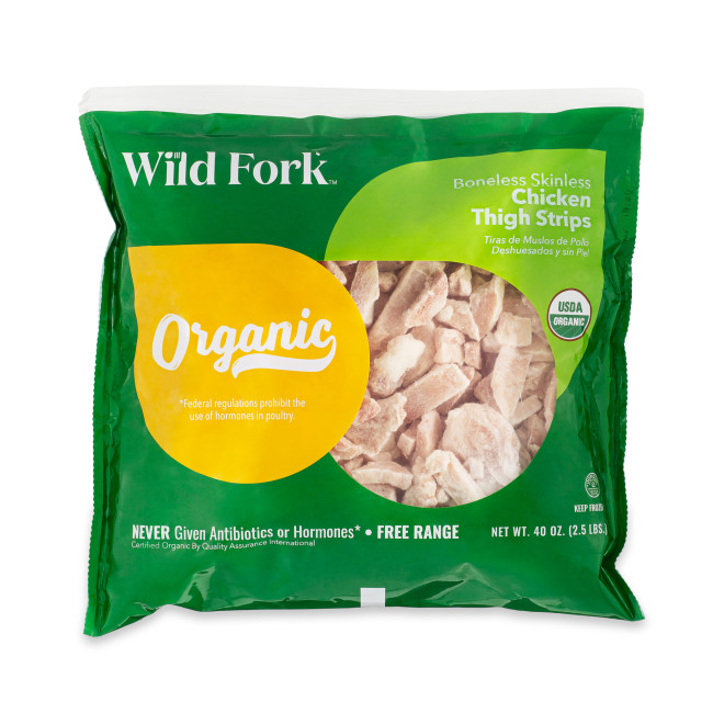 4315 WF PACKAGED Organic Chicken Thigh Strips Poultry