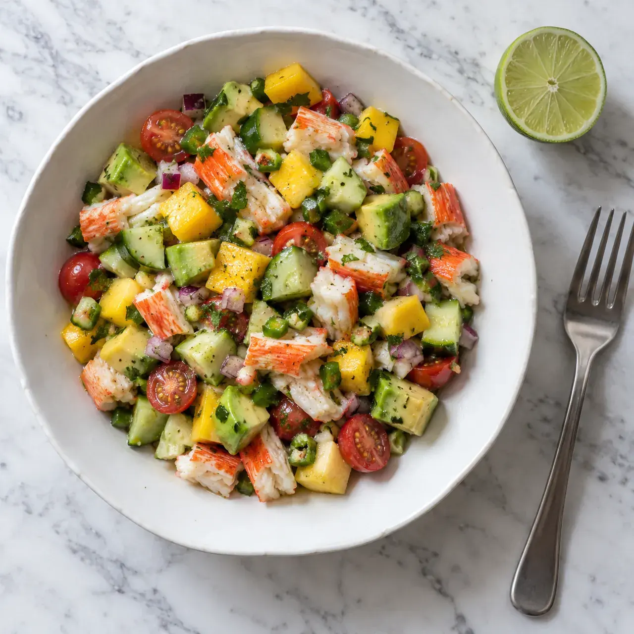 Ensalada de Surimi con Aguacate y Mango