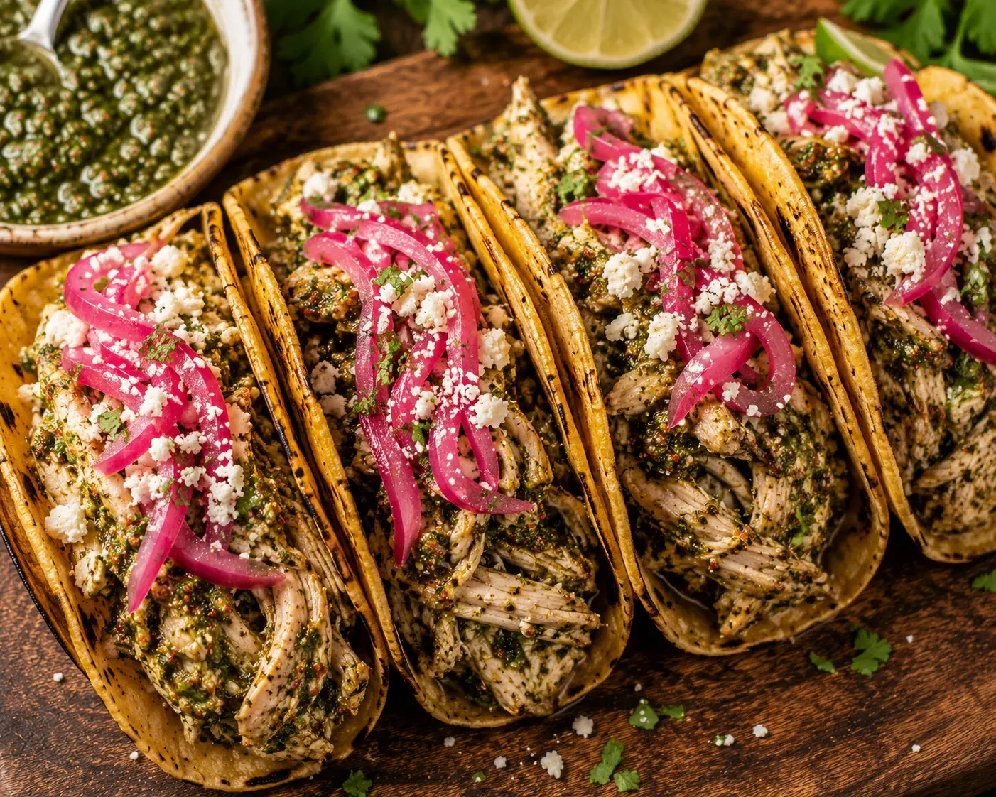 Chimichurri Shredded Chicken Tacos