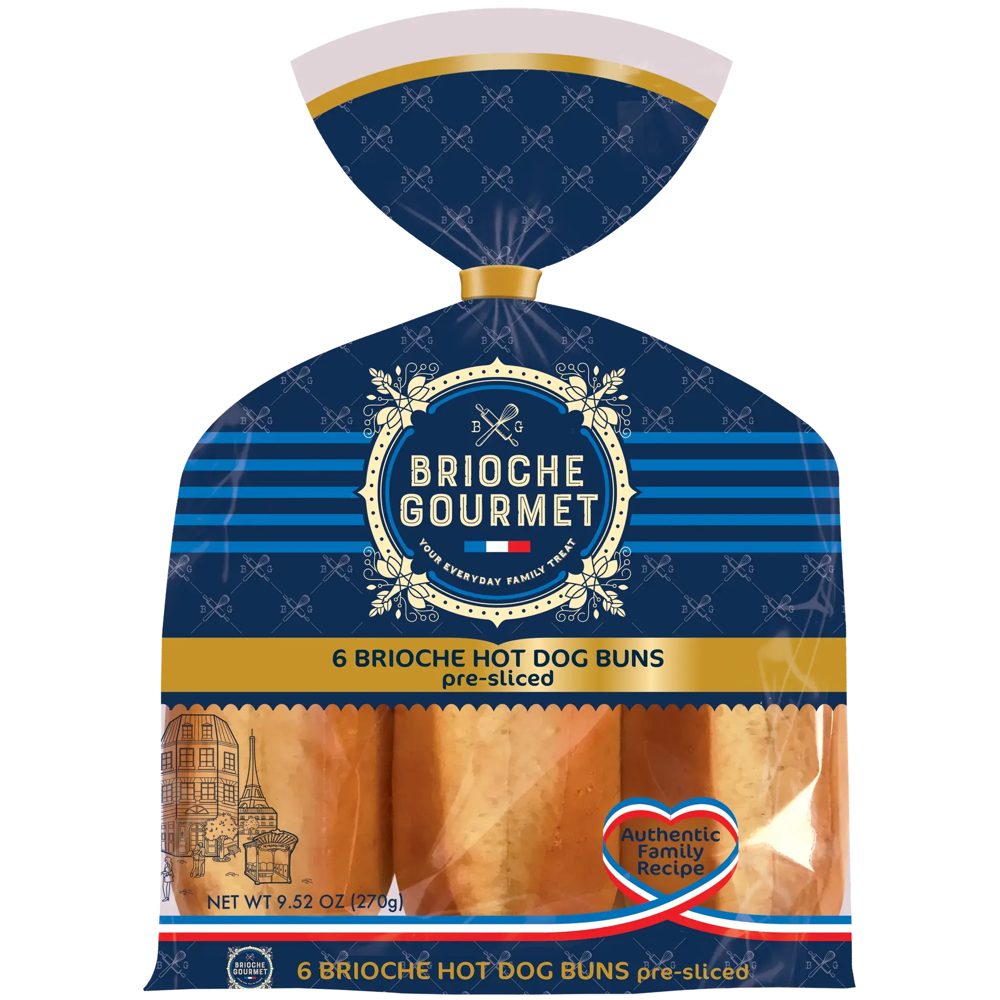 7367 PACKAGE Brioche Hotdog Buns - Brioche Gourmet